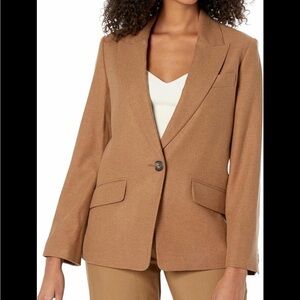 Vince Wool Blend Single Breasted Blazer in Tan